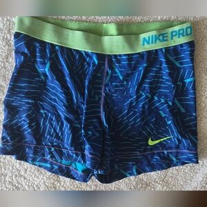 Nike Blue and Green Nike Pros Compression Shorts  Girls XL =Adult Extra Small